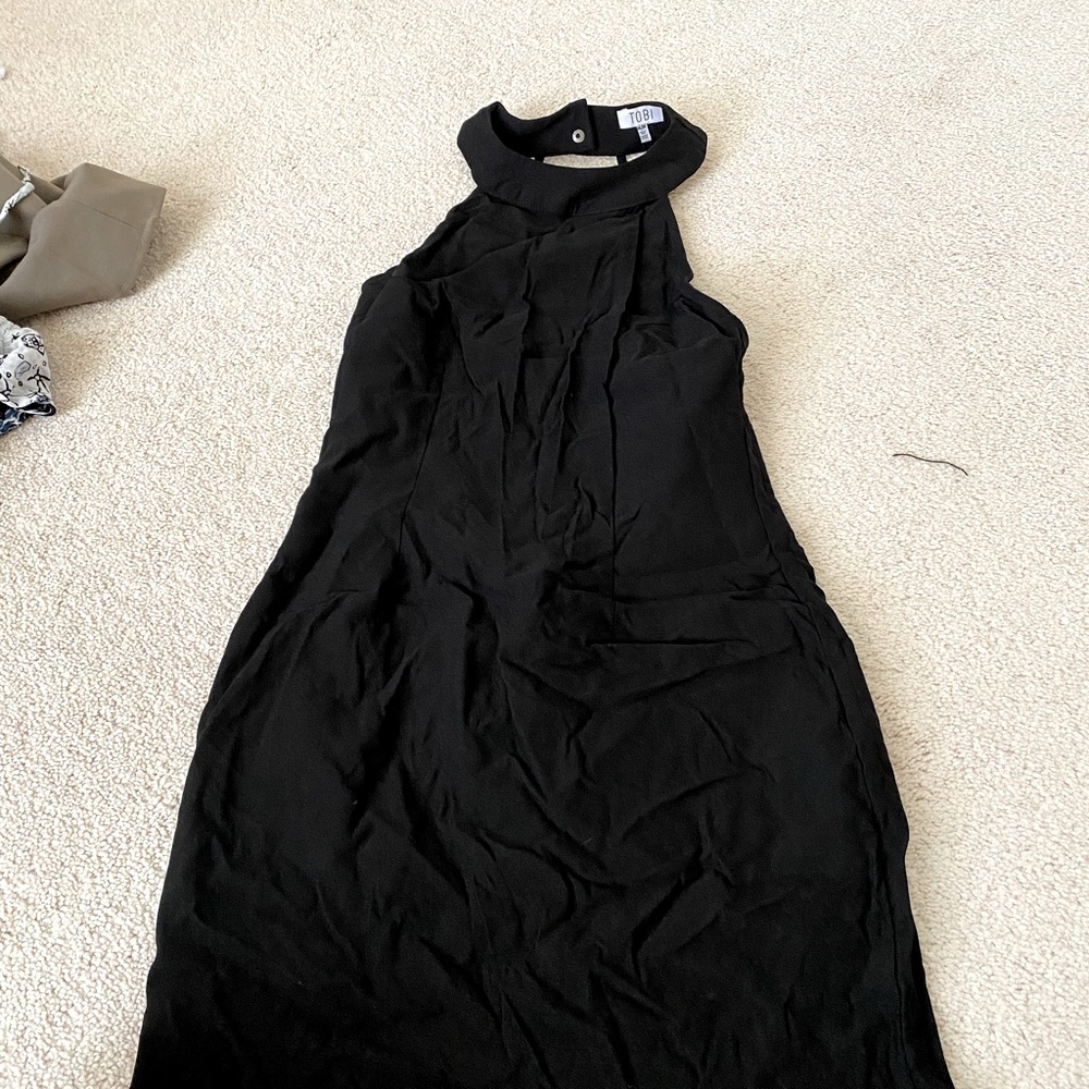 backless black tobi halter dress